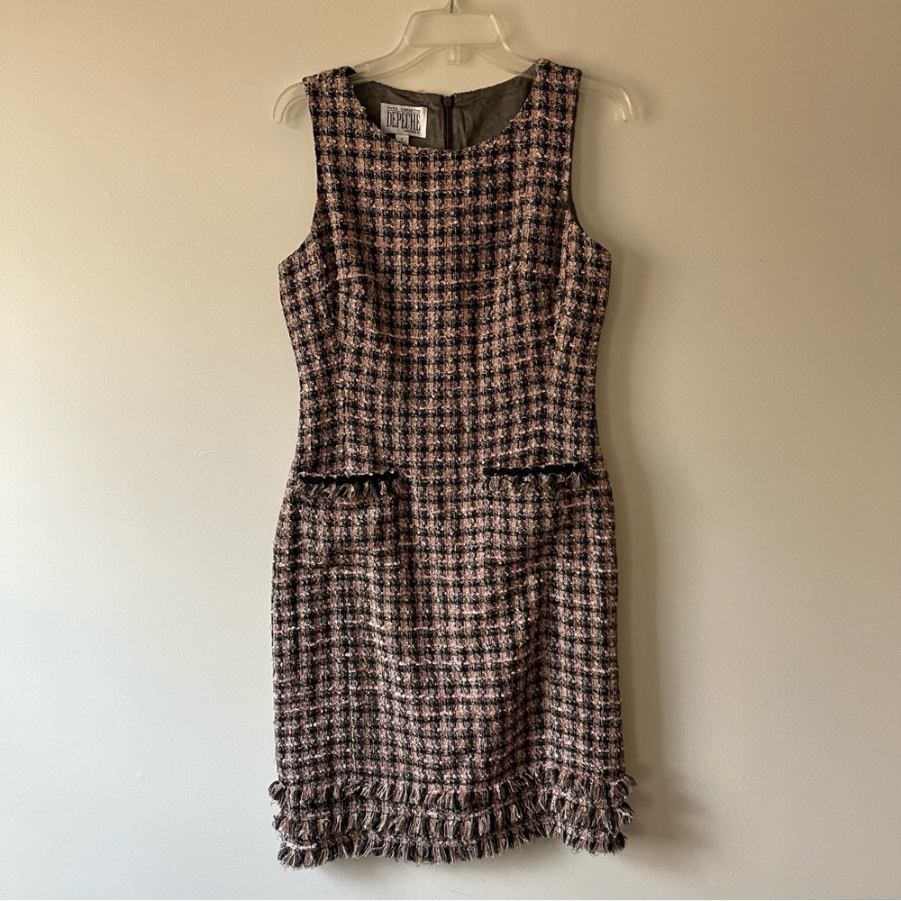 Vintage Mod Tweed Dress 6 90s Classic Old Money